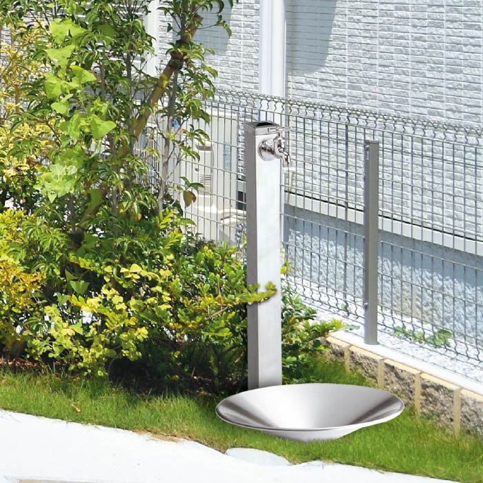 SANEI 【屋外水栓設置用の水栓柱】 ステンレス水栓柱 柱の直径77mm